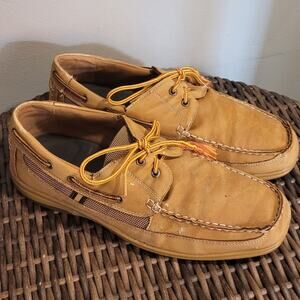 Tansmith Mens Tan Boat Shoes Sz 10.5 Moccasin Loafers Dadcore Preppy Casual